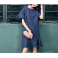 Plain and Neat Simple Short Sleeve Round-Neck Women′s Dress